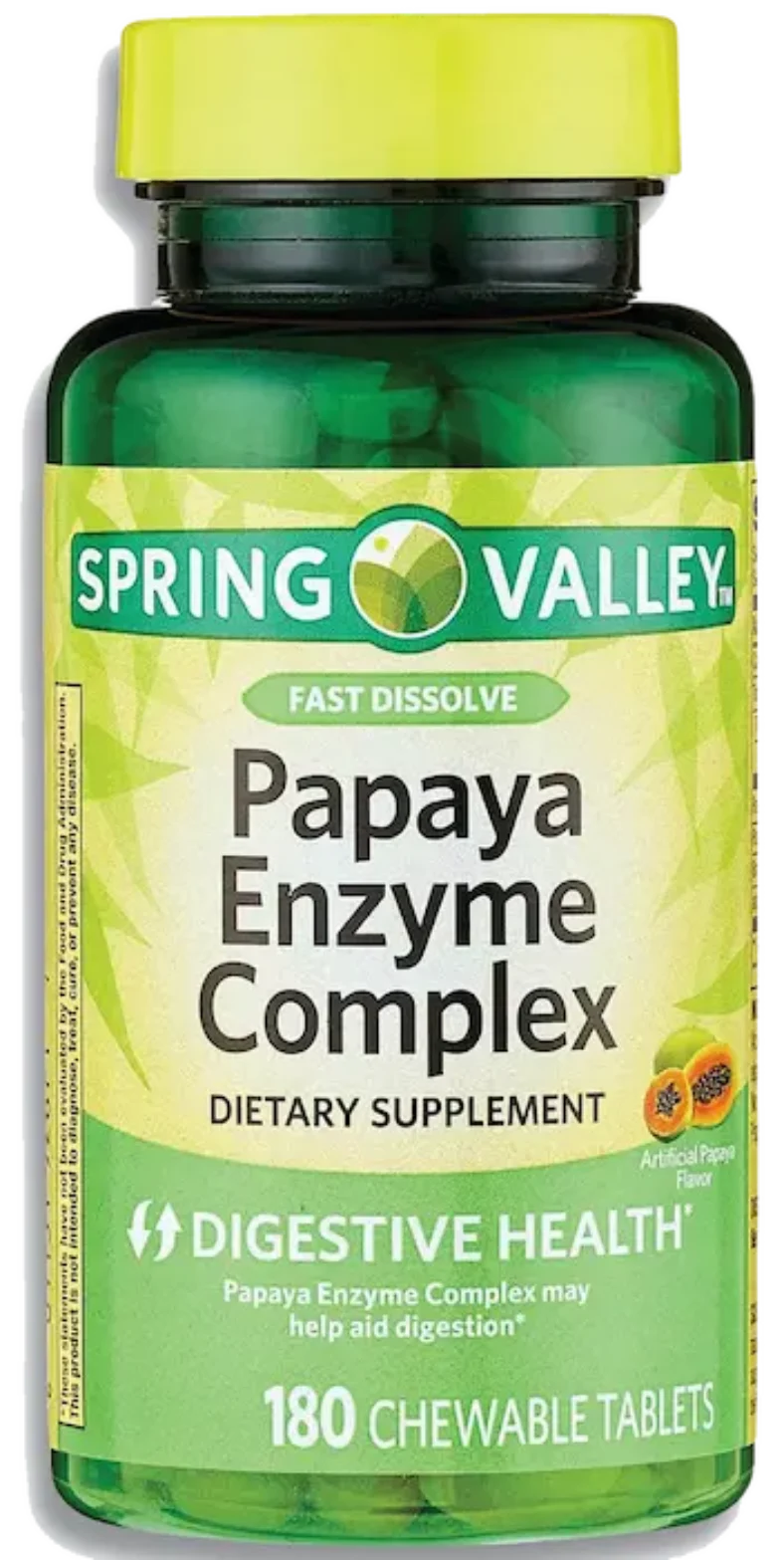 Spring Valley Papaya Enzyme Complex Chewable Tablets Dietary Supplement