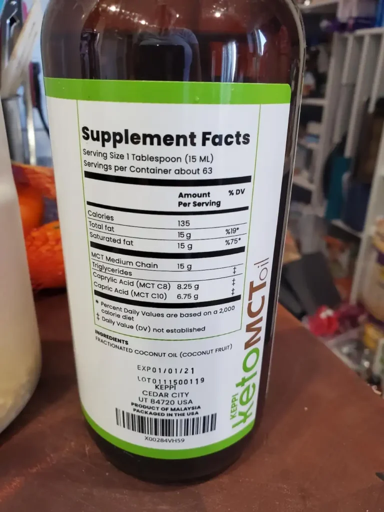 Keppi Flavorless MCT Oil Supplement Facts