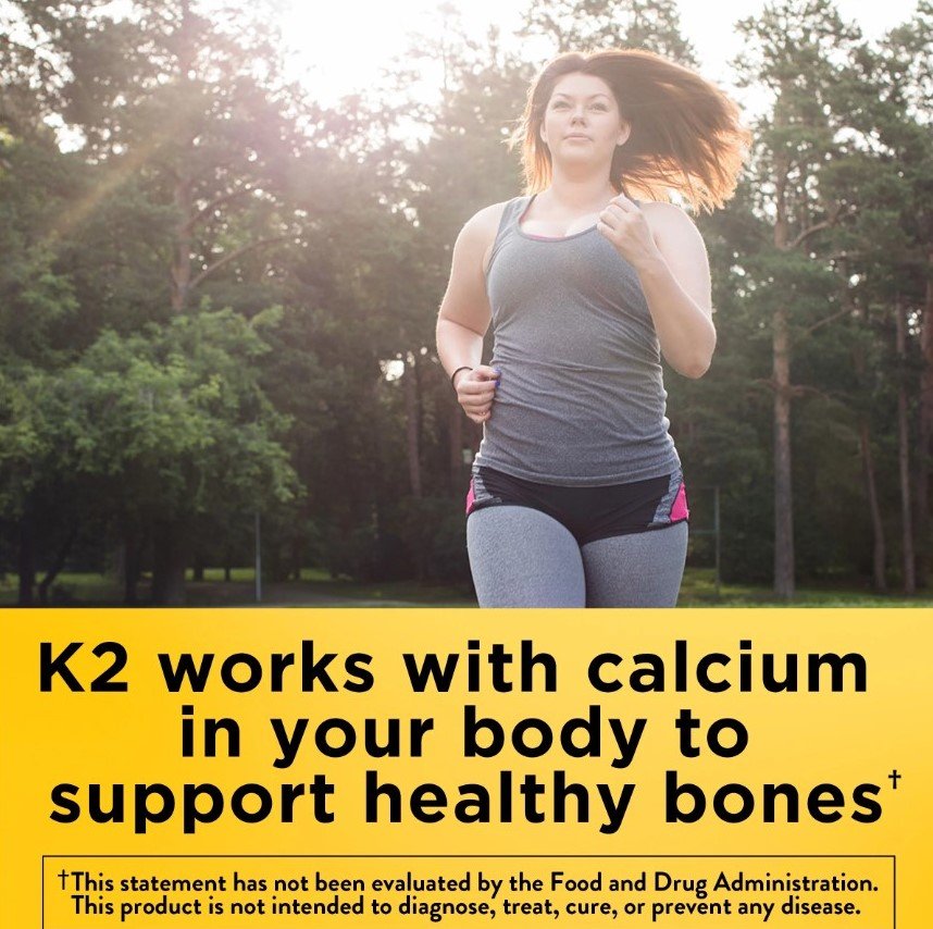 K2 works with calcium to support bones - Nature Made Vitamin D3 K2