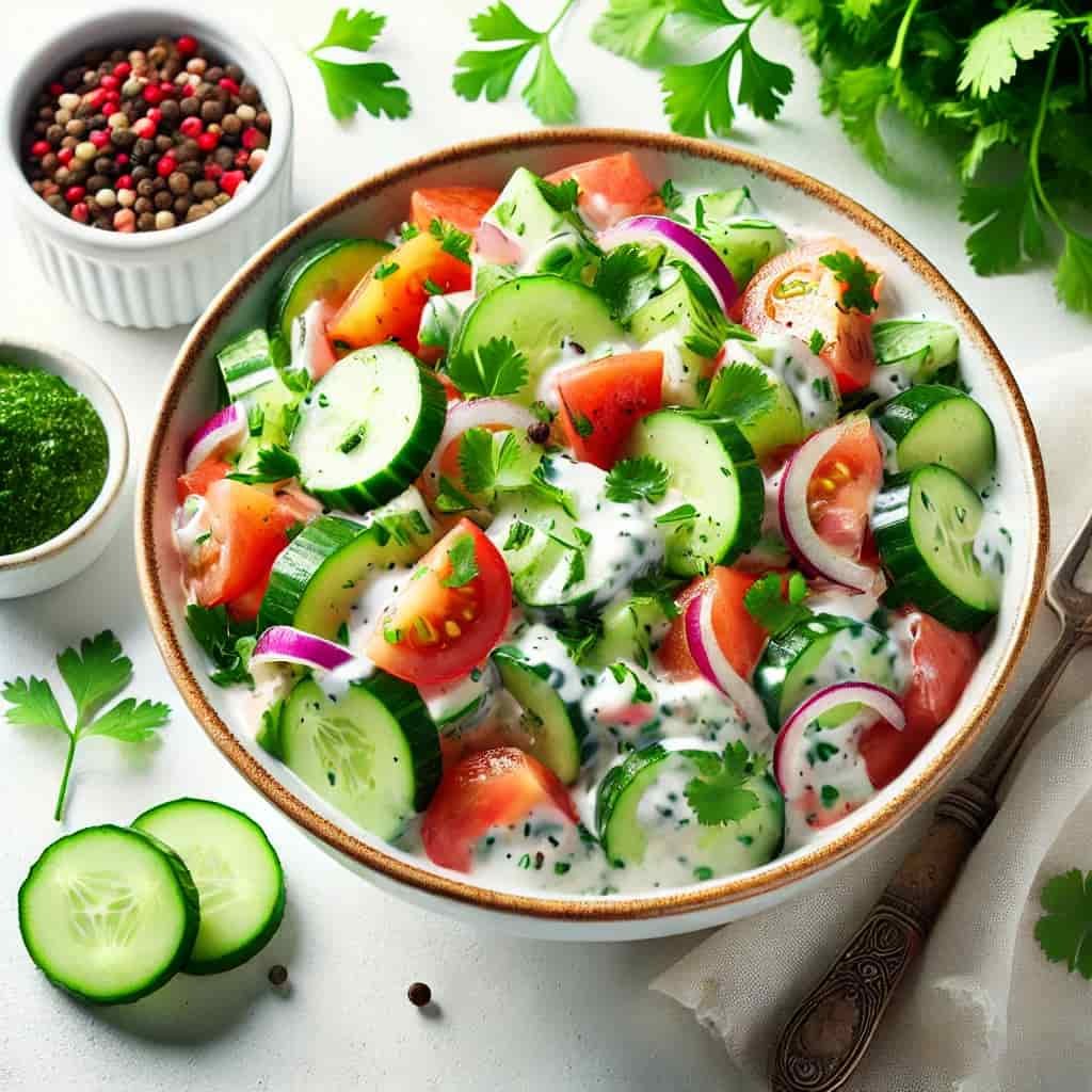 Cucumber and Yogurt Salad (Kachumber with Yogurt)